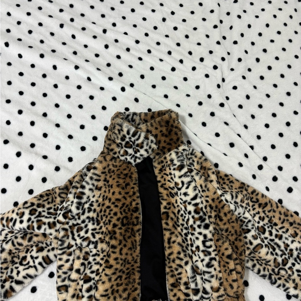 No Boundaries Animal Print Faux Fur Jacket